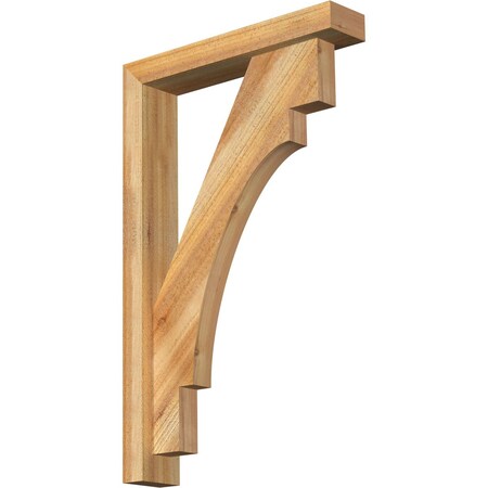 Ekena Millwork Merced Block Rough Sawn Bracket w/ Offset Brace, Western Red Cedar, 4"W x 20"D x 32"H BKT0402X20X32MRC05RWR